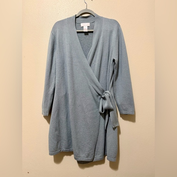 Soft Surroundings Sweaters - Soft Surroundings Wrap Sweater Large Silk And Cashmere Women’s Blue Grey